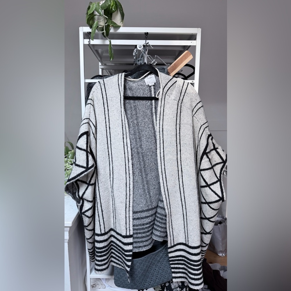 Black and White Striped Cardigan